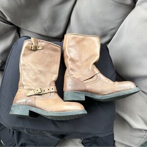 Frye Tan Leather Combat Boots